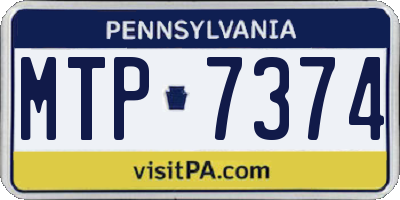 PA license plate MTP7374