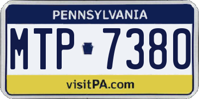 PA license plate MTP7380