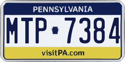 PA license plate MTP7384