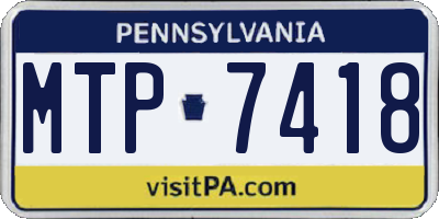 PA license plate MTP7418
