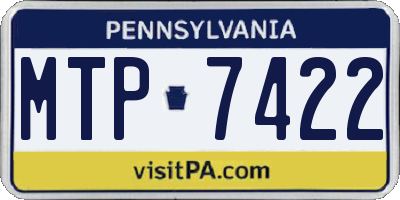 PA license plate MTP7422