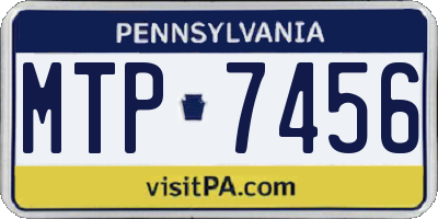 PA license plate MTP7456