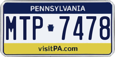 PA license plate MTP7478
