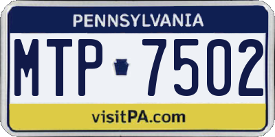 PA license plate MTP7502