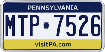 PA license plate MTP7526