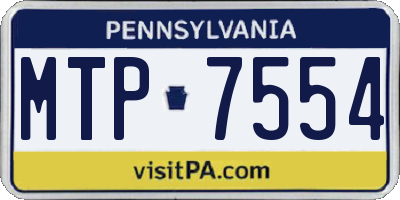 PA license plate MTP7554