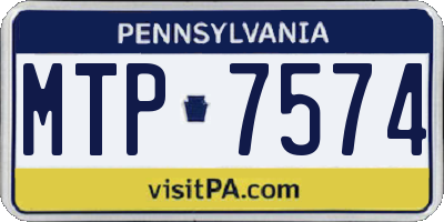 PA license plate MTP7574