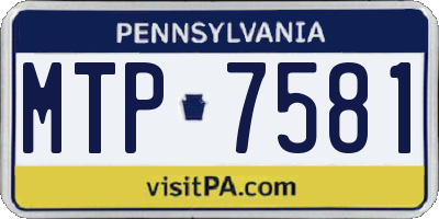 PA license plate MTP7581