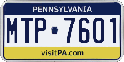 PA license plate MTP7601