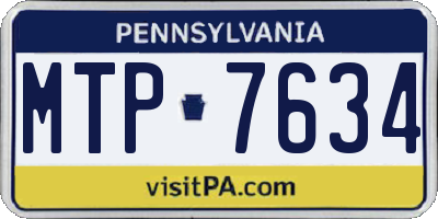 PA license plate MTP7634