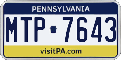 PA license plate MTP7643