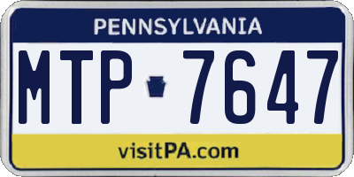 PA license plate MTP7647