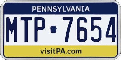 PA license plate MTP7654