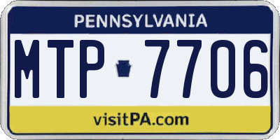PA license plate MTP7706