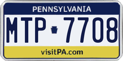 PA license plate MTP7708