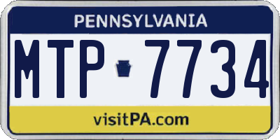 PA license plate MTP7734
