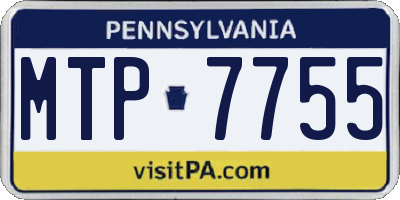 PA license plate MTP7755