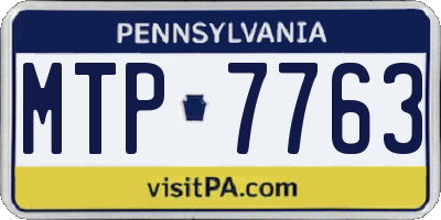 PA license plate MTP7763
