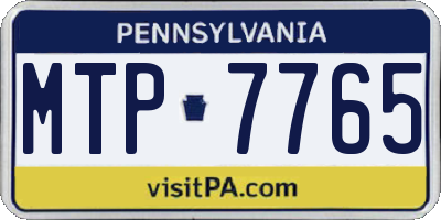 PA license plate MTP7765