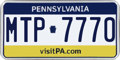 PA license plate MTP7770