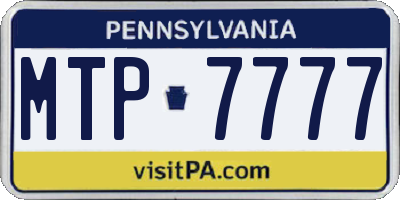PA license plate MTP7777