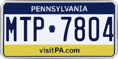 PA license plate MTP7804