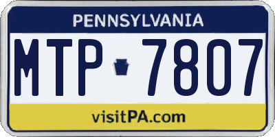 PA license plate MTP7807