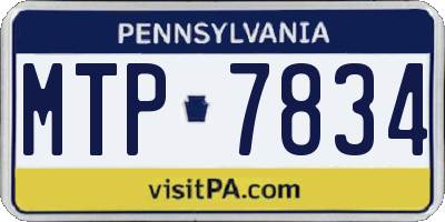 PA license plate MTP7834