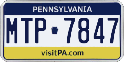PA license plate MTP7847