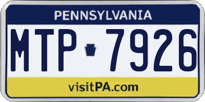 PA license plate MTP7926