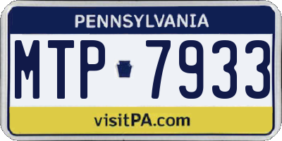 PA license plate MTP7933