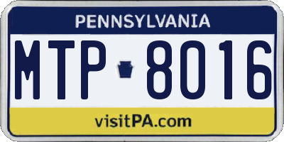 PA license plate MTP8016