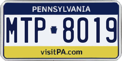 PA license plate MTP8019
