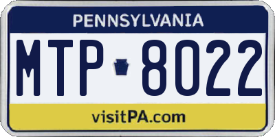 PA license plate MTP8022