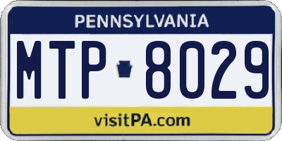 PA license plate MTP8029