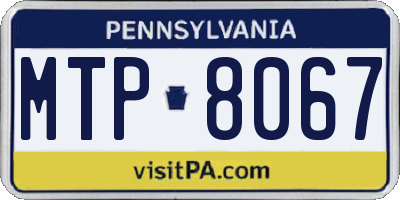 PA license plate MTP8067