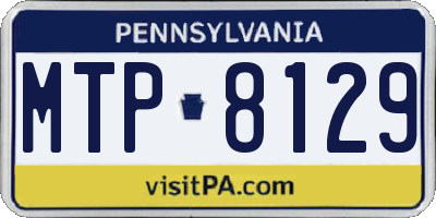 PA license plate MTP8129