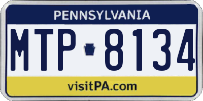 PA license plate MTP8134