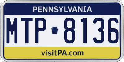 PA license plate MTP8136