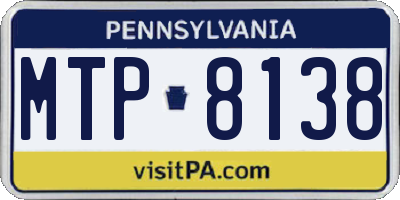 PA license plate MTP8138