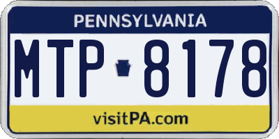 PA license plate MTP8178