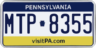 PA license plate MTP8355