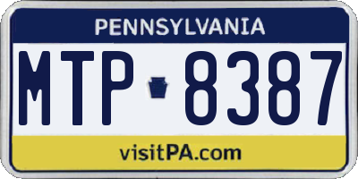 PA license plate MTP8387