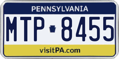 PA license plate MTP8455