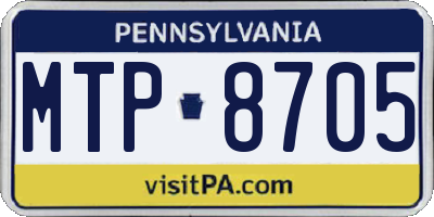 PA license plate MTP8705