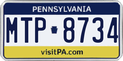 PA license plate MTP8734