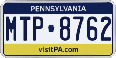 PA license plate MTP8762