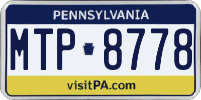 PA license plate MTP8778