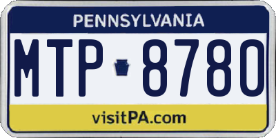 PA license plate MTP8780