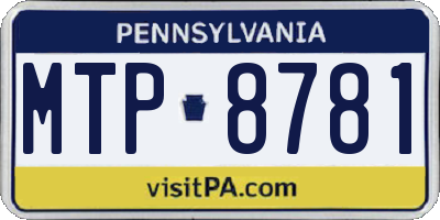 PA license plate MTP8781